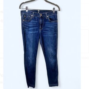 7 For All Mankind Skinny Jeans Dark Wash Raw Hem – Size 27